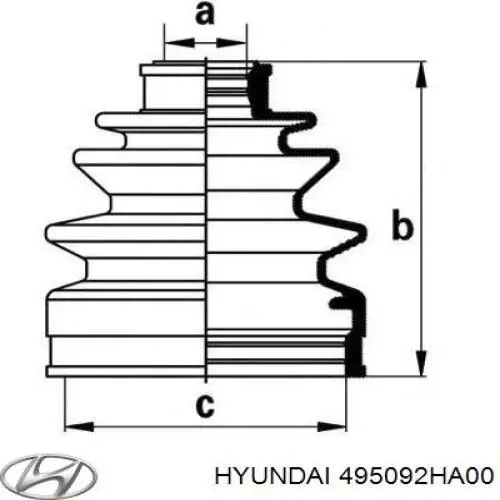 495092HA00 Hyundai/Kia Osłona przegubu homokinetycznego półosi przedniej zewnętrzna