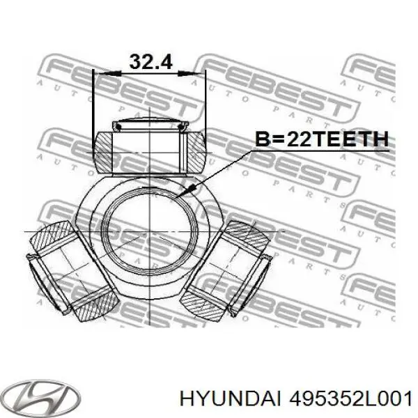 Przegub homokinetyczny wewnętrzny przedni prawy Hyundai/Kia 495352L001 cena, od 55,17 USD