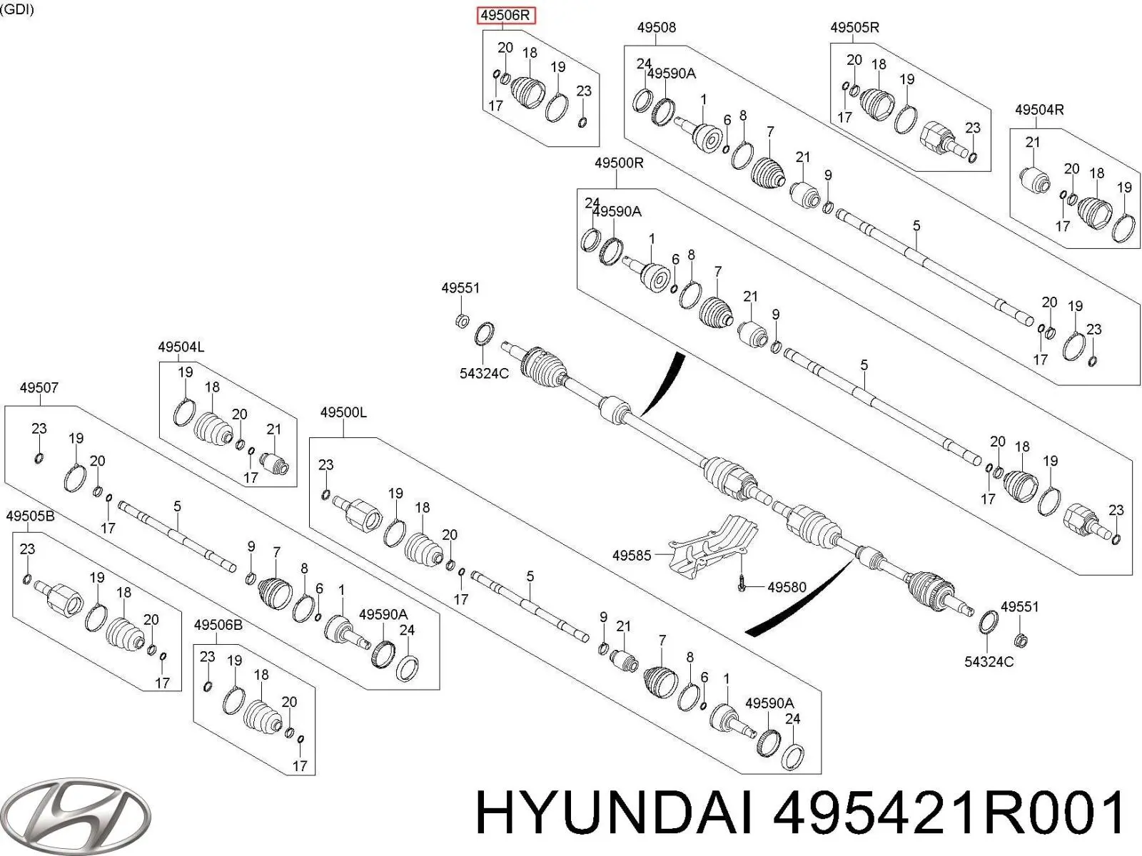 Do koszyka 495421R001 Hyundai/Kia Osłona przegubu homokinetycznego półosi przedniej wewnętrzna