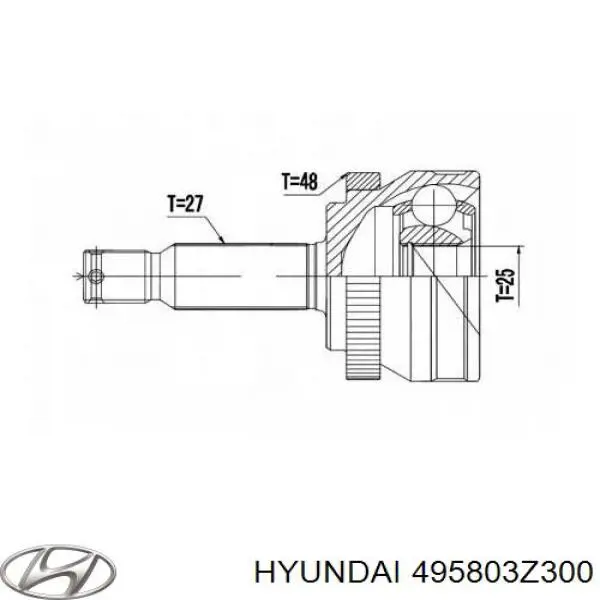 Przegub homokinetyczny zewnętrzny prawy przedni Hyundai/Kia 495803Z300 cena, od 60,62 USD