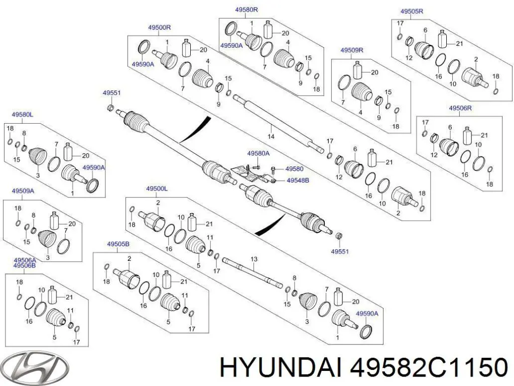49582C1150 Hyundai/Kia Przegub homokinetyczny wewnętrzny przedni prawy