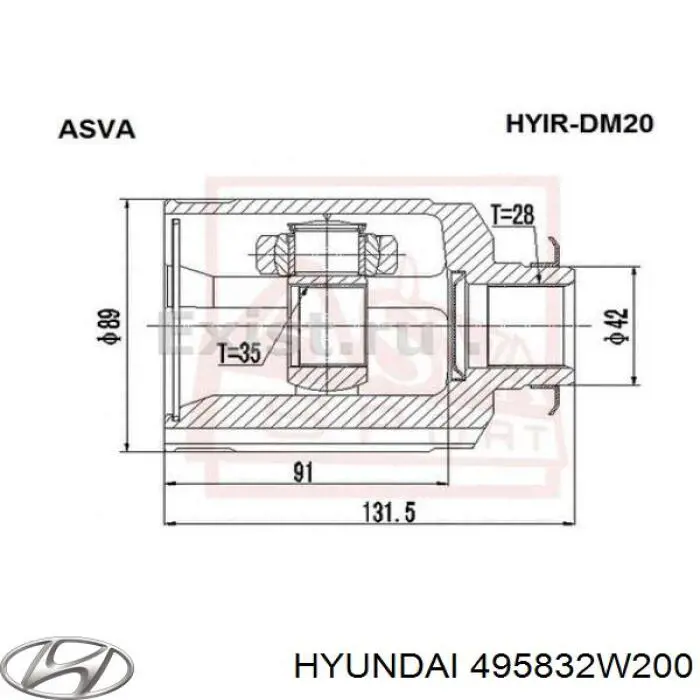 495832W200 Hyundai/Kia Osłona przegubu homokinetycznego półosi przedniej wewnętrzna prawa