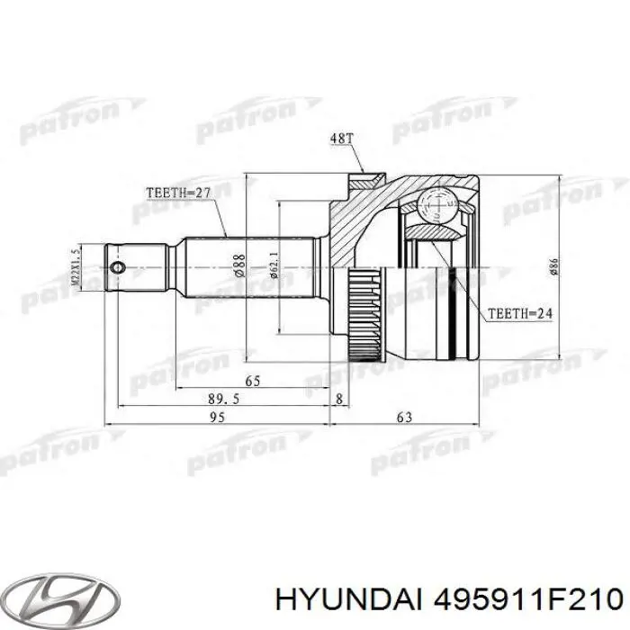 Półoś napędowa przednia lewa Hyundai/Kia 495911F210 cena, od 224,59 USD