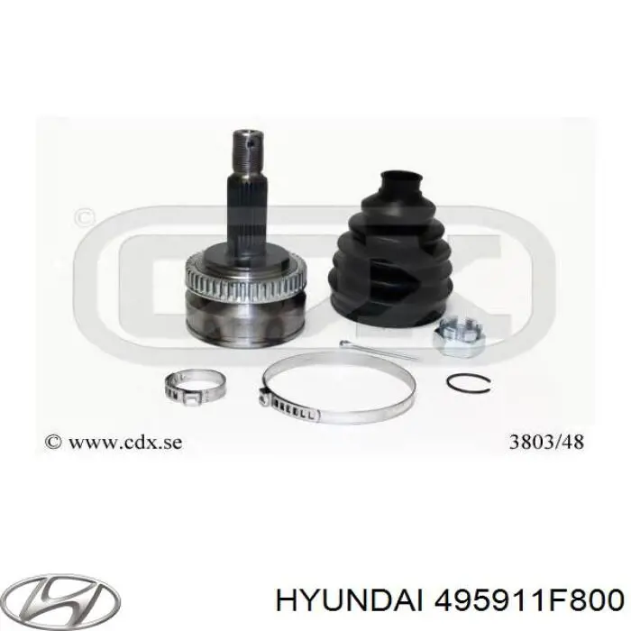 Do koszyka 495911F800 Hyundai/Kia Półoś napędowa przednia prawa