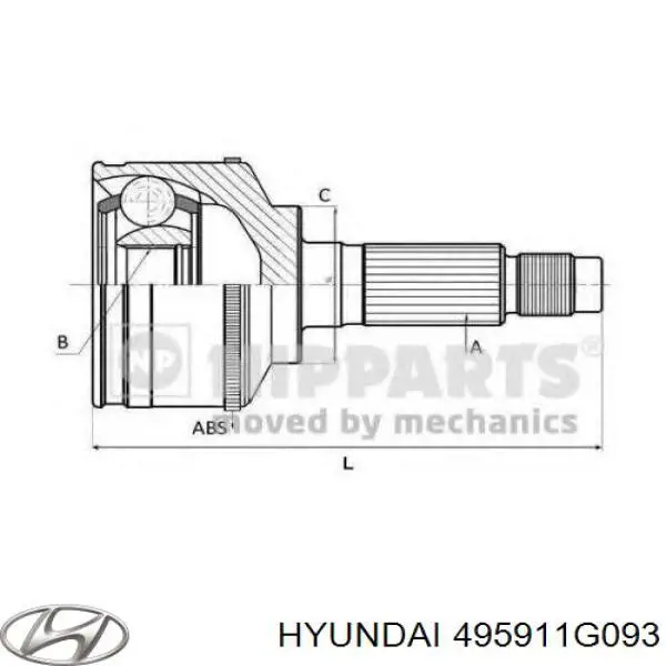 495911G093 Hyundai/Kia Przegub homokinetyczny przedni zewnętrzny