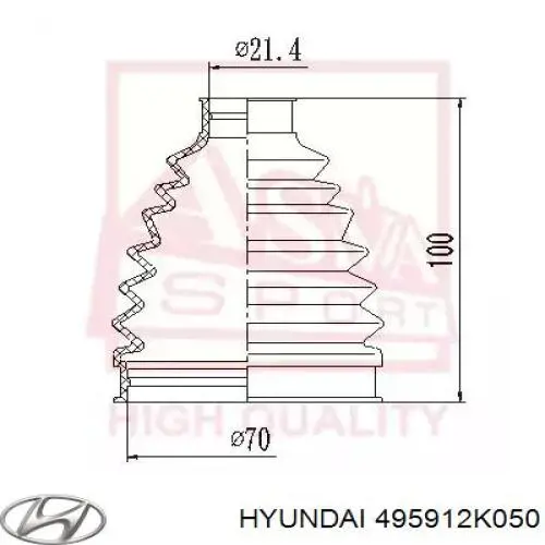 Do koszyka 495912K050 Hyundai/Kia Przegub homokinetyczny przedni zewnętrzny lewy