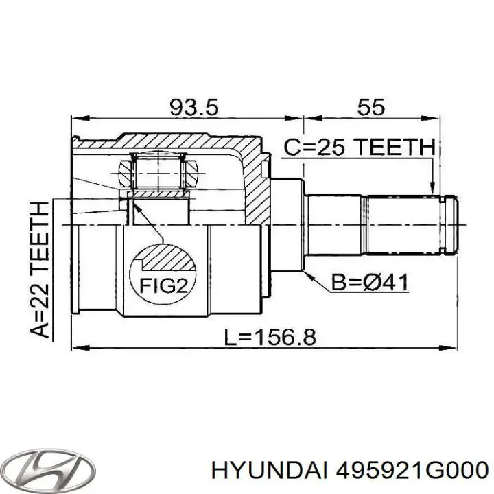 495921G000 Hyundai/Kia przegub homokinetyczny wewnętrzny przedni prawy