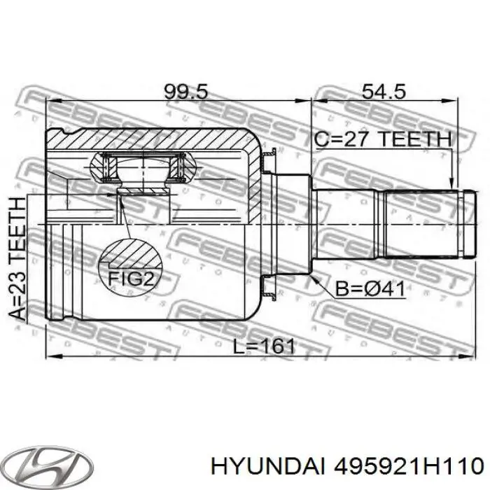 495921H110 Hyundai/Kia przegub homokinetyczny wewnętrzny przedni lewy