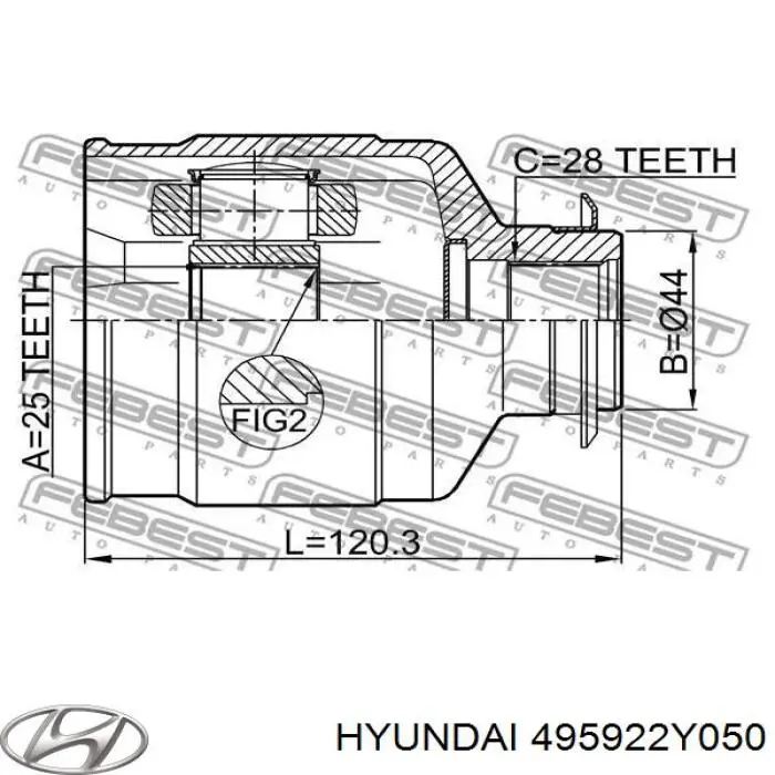Przegub homokinetyczny wewnętrzny przedni prawy Hyundai/Kia 495922Y050 cena, od 62,84 USD