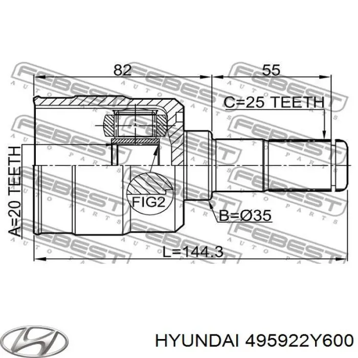 Przegub homokinetyczny wewnętrzny tylny Hyundai/Kia 495922Y600 cena, od 45,36 USD