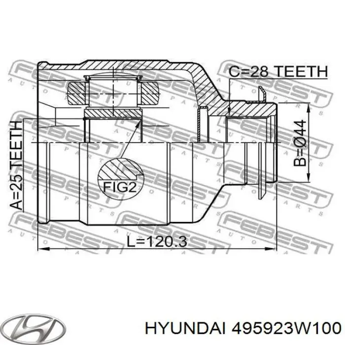 495923W100 Hyundai/Kia Przegub homokinetyczny wewnętrzny przedni prawy