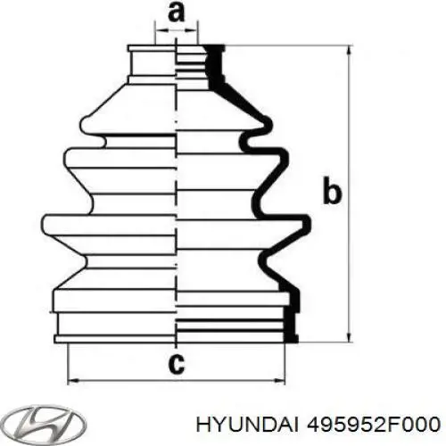 Do koszyka 495952F000 Hyundai/Kia Osłona przegubu homokinetycznego półosi przedniej wewnętrzna