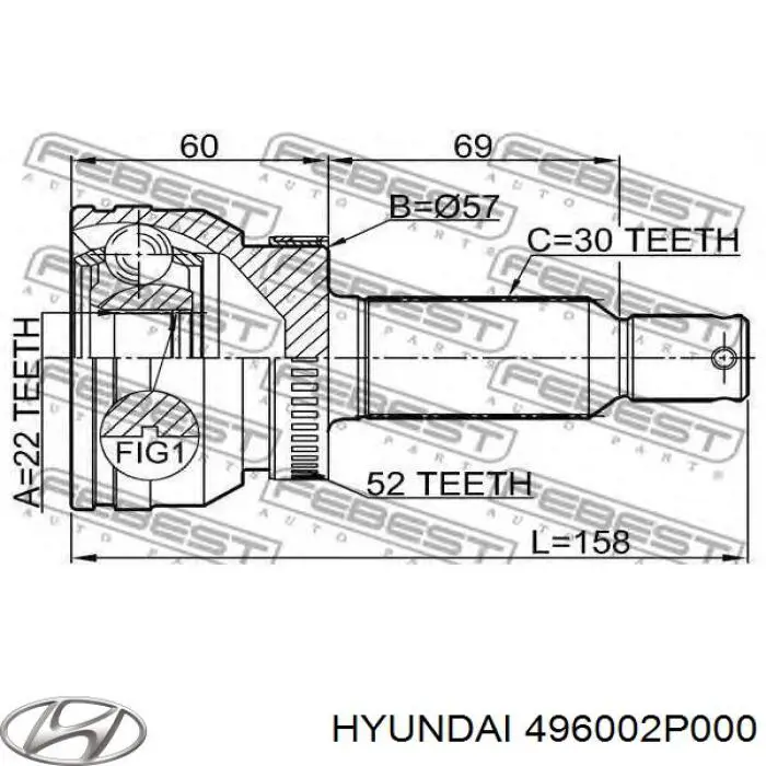 Półoś tylna Hyundai/Kia 496002P000 cena, od 38,63 USD