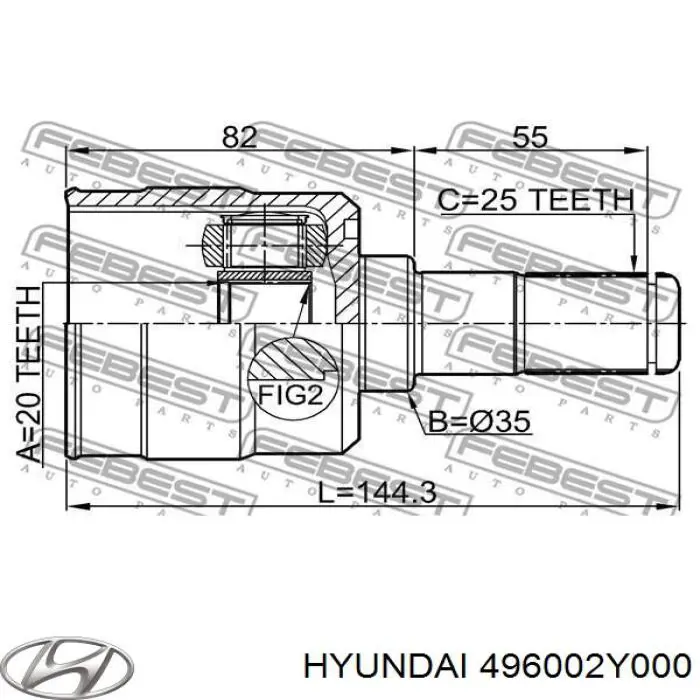 496002Y000 Hyundai/Kia Półoś tylna lewa