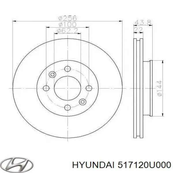 Tarcza hamulcowa przednia Hyundai/Kia 517120U000 cena, od 31,94 USD