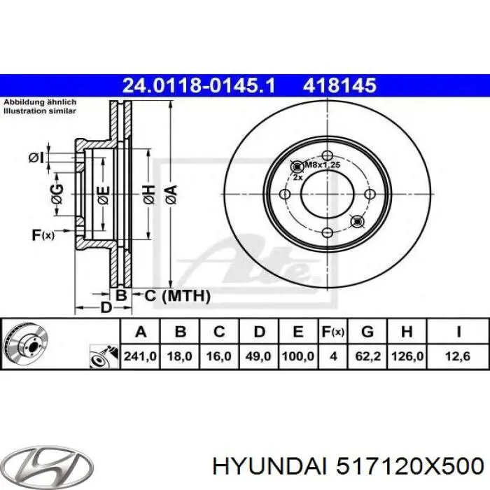 517120X500 Hyundai/Kia Tarcza hamulcowa przednia