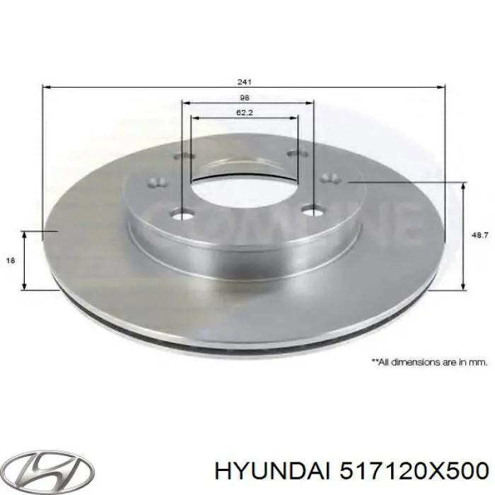 517120X500 Hyundai/Kia Tarcza hamulcowa przednia