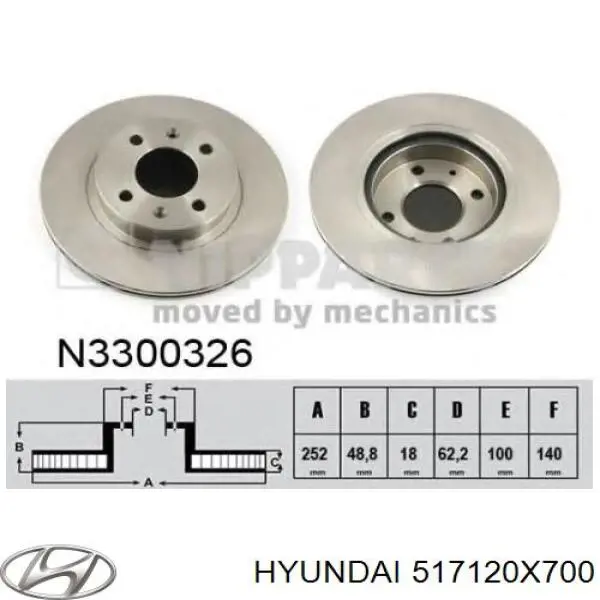 517120X700 Hyundai/Kia Tarcza hamulcowa przednia