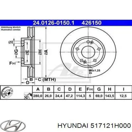 517121H000 Hyundai/Kia Tarcza hamulcowa przednia