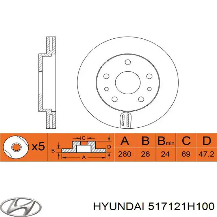 517121H100 Hyundai/Kia Tarcza hamulcowa przednia