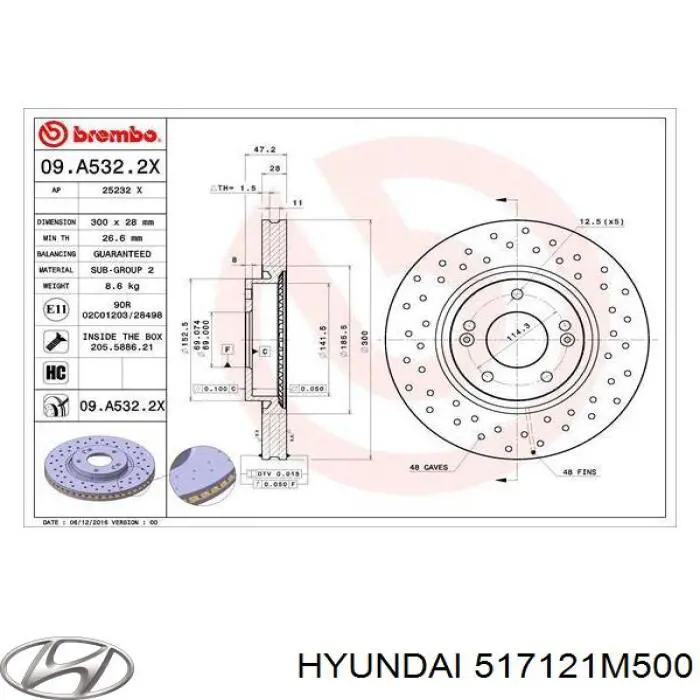 Do koszyka 517121M500 Hyundai/Kia Tarcza hamulcowa przednia