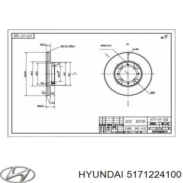 Tarcza hamulcowa przednia Hyundai/Kia 5171224100 cena, od 35,89 USD