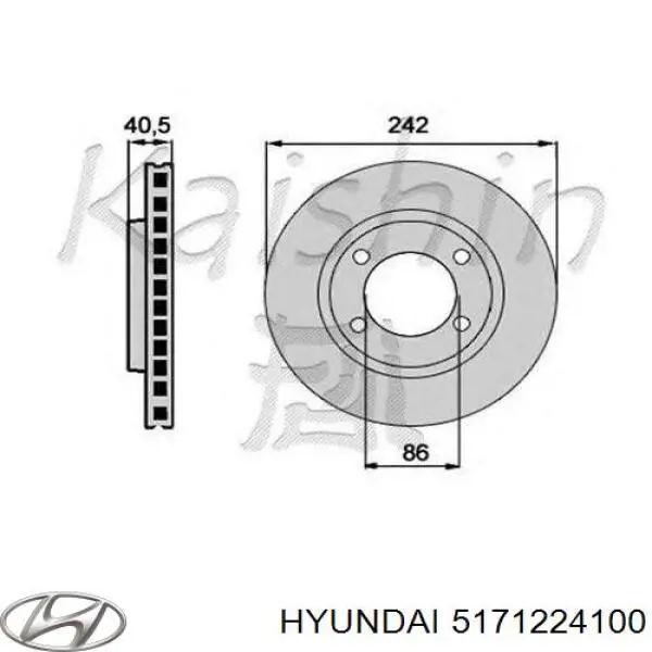 Do koszyka 5171224100 Hyundai/Kia Tarcza hamulcowa przednia