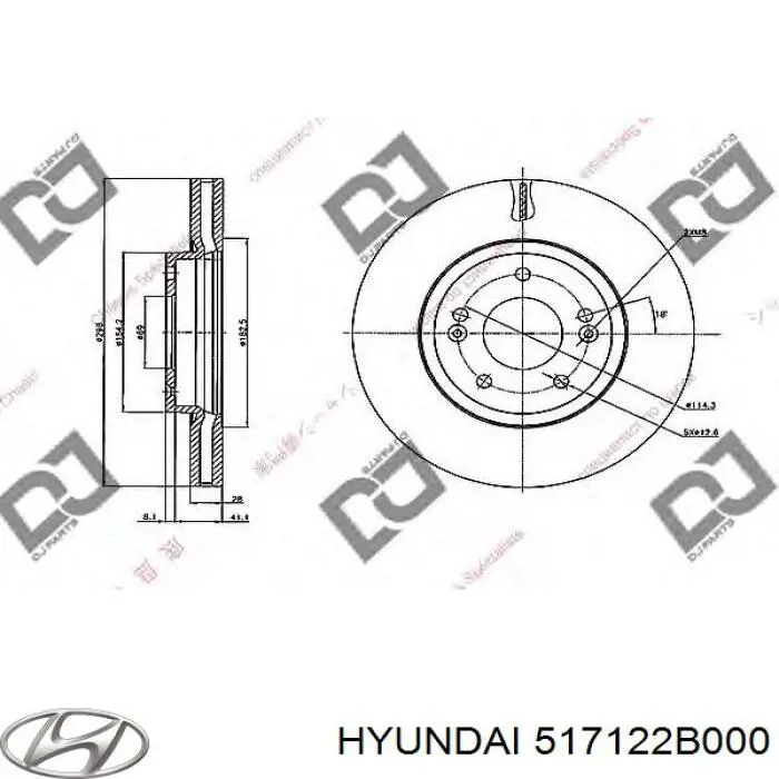 Do koszyka 517122B000 Hyundai/Kia Tarcza hamulcowa przednia