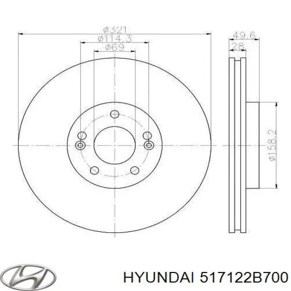Tarcza hamulcowa przednia Hyundai/Kia 517122B700 cena, od 94,20 USD