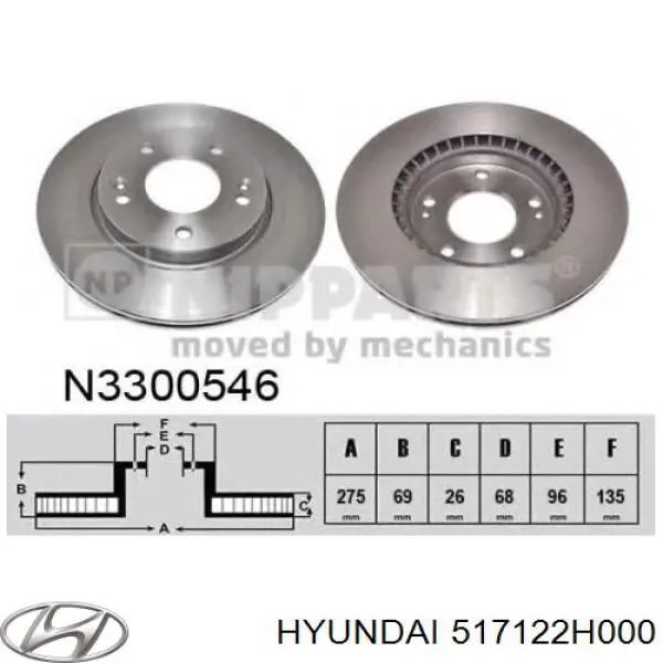 517122H000 Hyundai/Kia Tarcza hamulcowa przednia