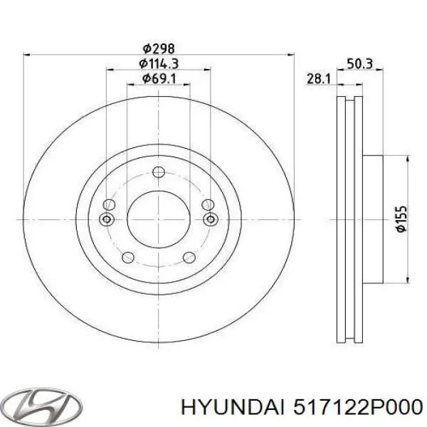 Tarcza hamulcowa przednia Hyundai/Kia 517122P000 cena, od 61,13 USD