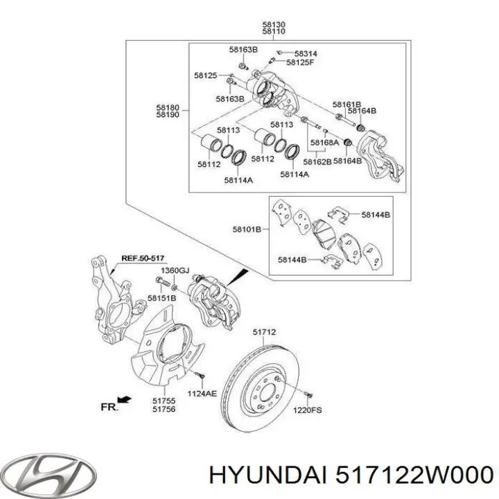 517122W000 Hyundai/Kia tarcza hamulcowa przednia