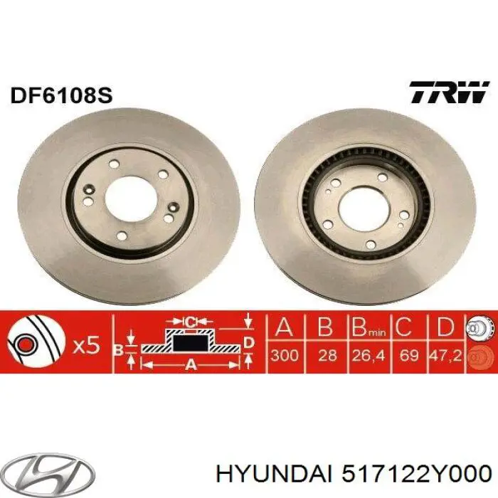 517122Y000 Hyundai/Kia tarcza hamulcowa przednia