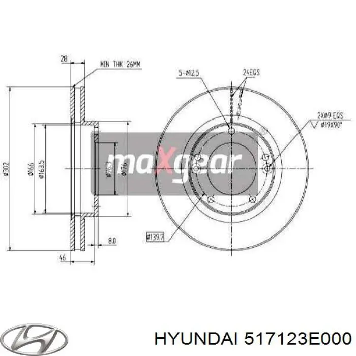 517123E000 Hyundai/Kia Tarcza hamulcowa przednia