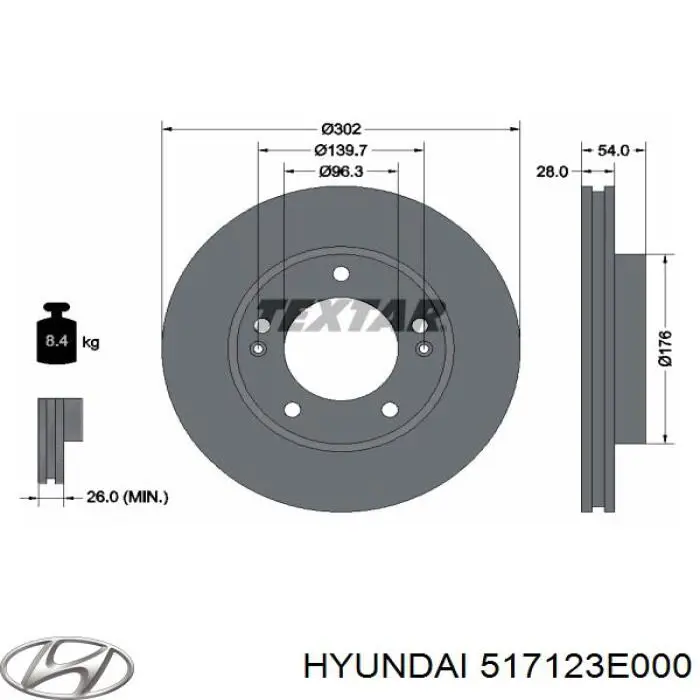 517123E000 Hyundai/Kia Tarcza hamulcowa przednia