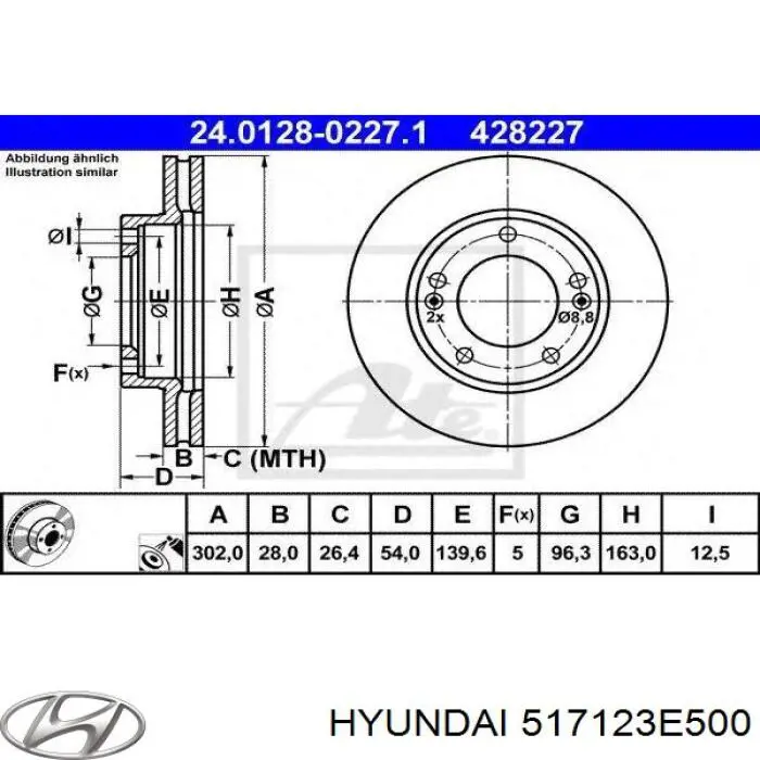 517123E500 Hyundai/Kia tarcza hamulcowa przednia