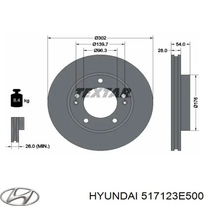 Tarcza hamulcowa przednia Hyundai/Kia 517123E500 cena, od 83,71 USD