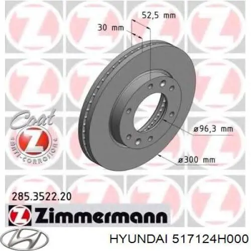 Tarcza hamulcowa przednia 517124H000 Hyundai/Kia