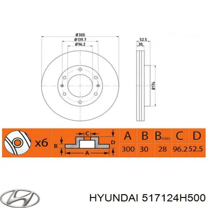 Tarcza hamulcowa przednia 517124H500 Hyundai/Kia
