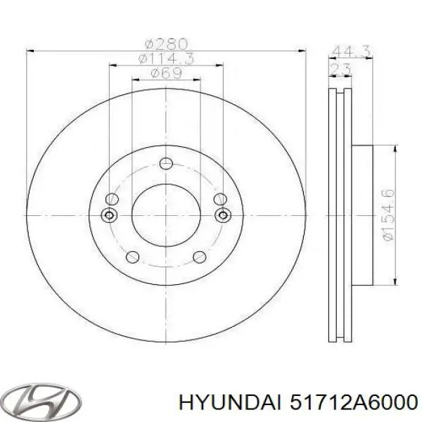 51712A6000 Hyundai/Kia tarcza hamulcowa przednia