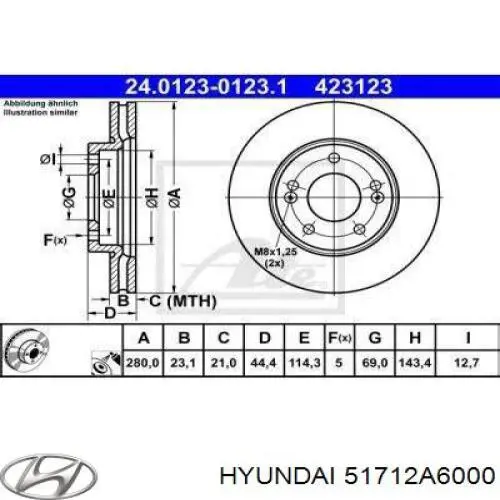 Tarcza hamulcowa przednia Hyundai/Kia 51712A6000 cena, od 49,23 USD