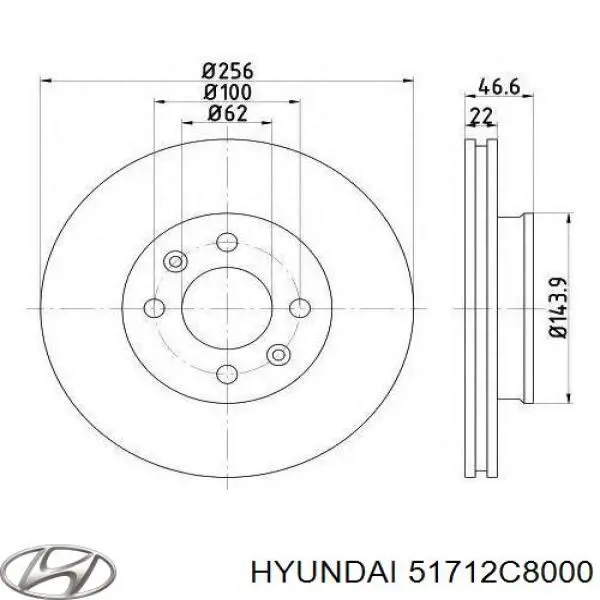 51712C8000 Hyundai/Kia tarcza hamulcowa przednia