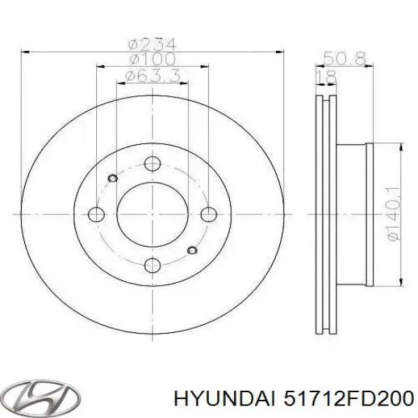 Do koszyka 51712FD200 Hyundai/Kia Tarcza hamulcowa przednia