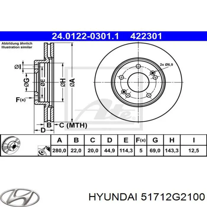51712G2100 Hyundai/Kia Tarcza hamulcowa przednia