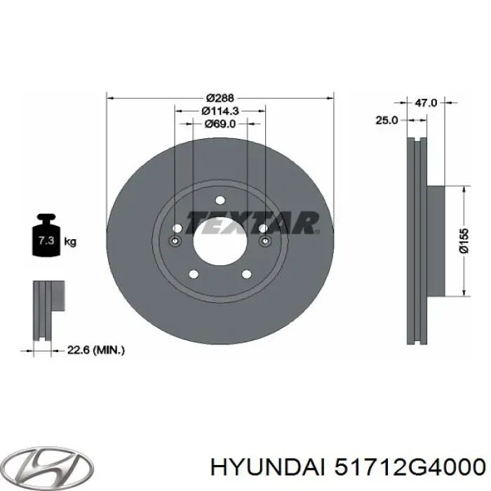 51712G4000 Hyundai/Kia Tarcza hamulcowa przednia