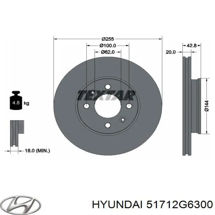51712G6300 Hyundai/Kia Tarcza hamulcowa przednia