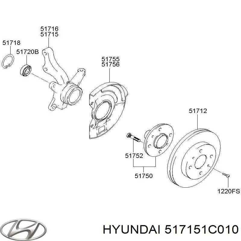 Czop (zwrotnica) przedni lewy Hyundai/Kia 517151C010 cena, od 64,66 USD