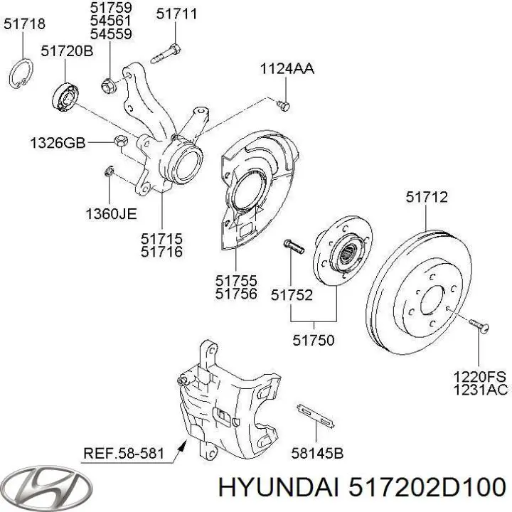 Do koszyka 517202D100 Hyundai/Kia Łożysko piasty przedniej