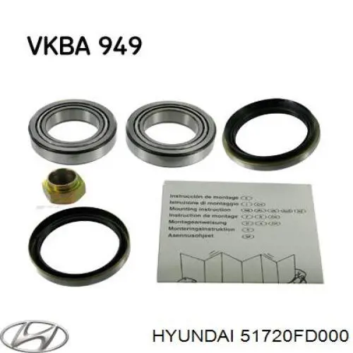 Do koszyka 51720FD000 Hyundai/Kia Łożysko piasty przedniej