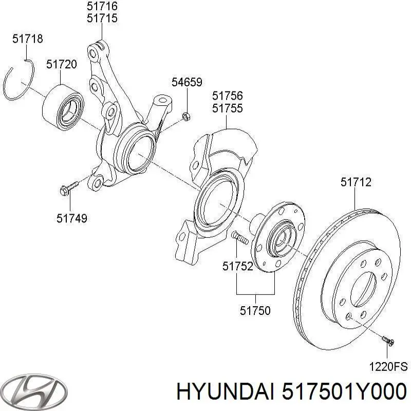 Do koszyka 517501Y000 Hyundai/Kia Piasta przednia